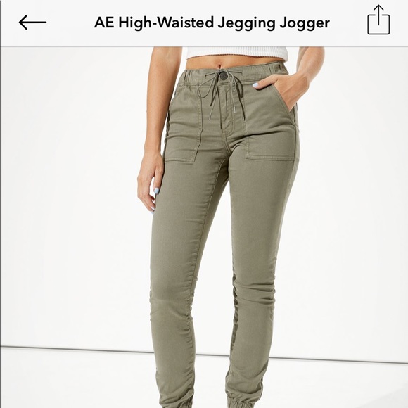 Ae High Waisted Jegging Jogger Green Sz 